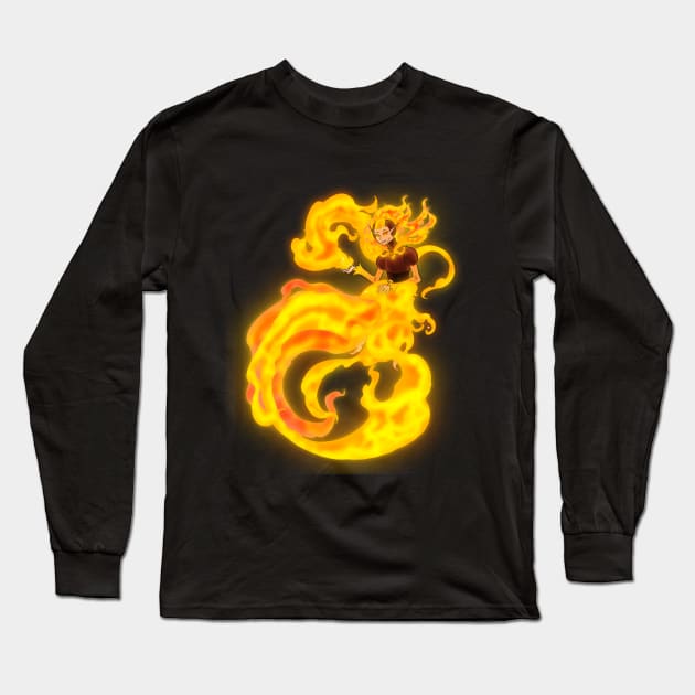 Fire Spirits Long Sleeve T-Shirt by DreamBlight Illustrations